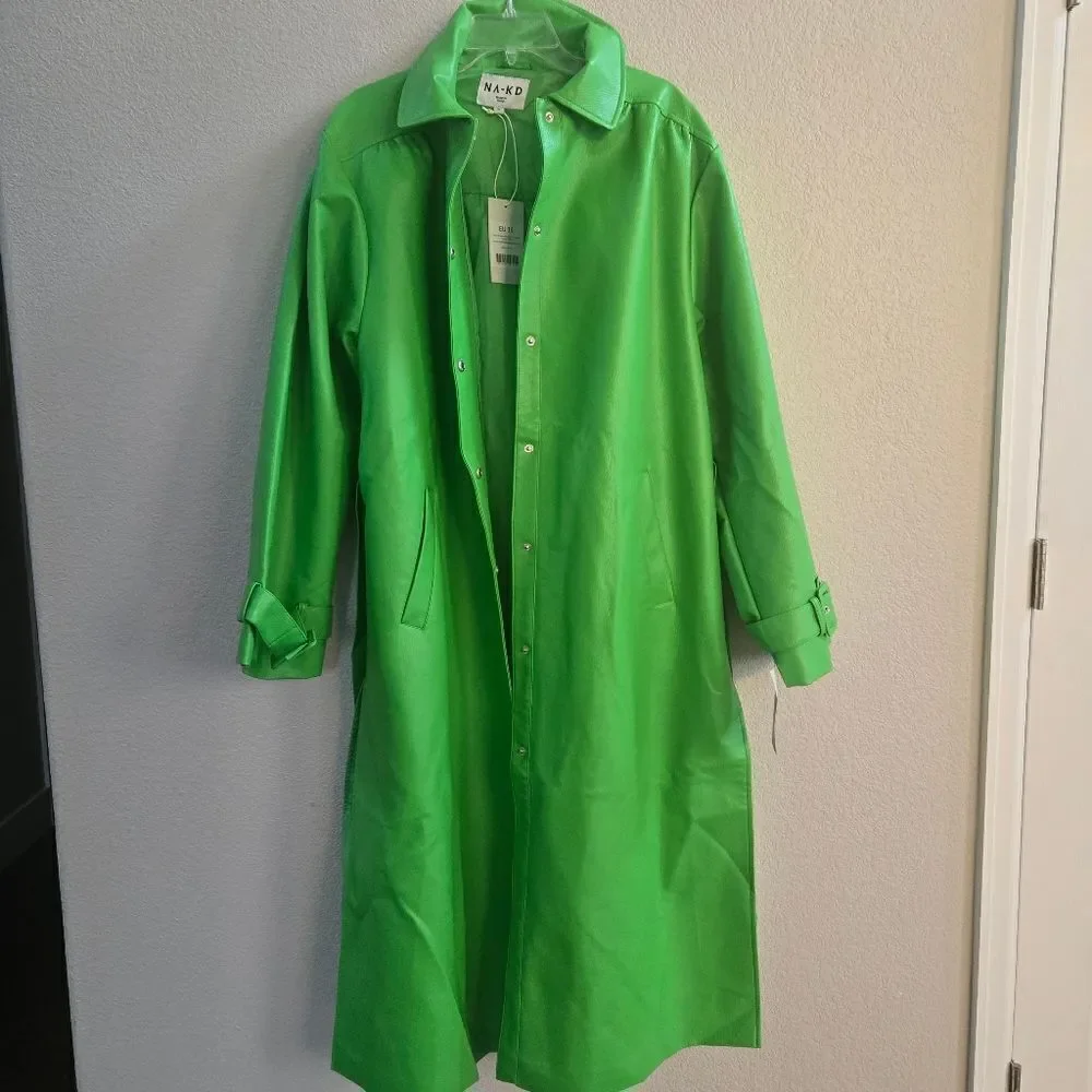 NA-KD Long PU Trench Coat size 36 M 8 US New